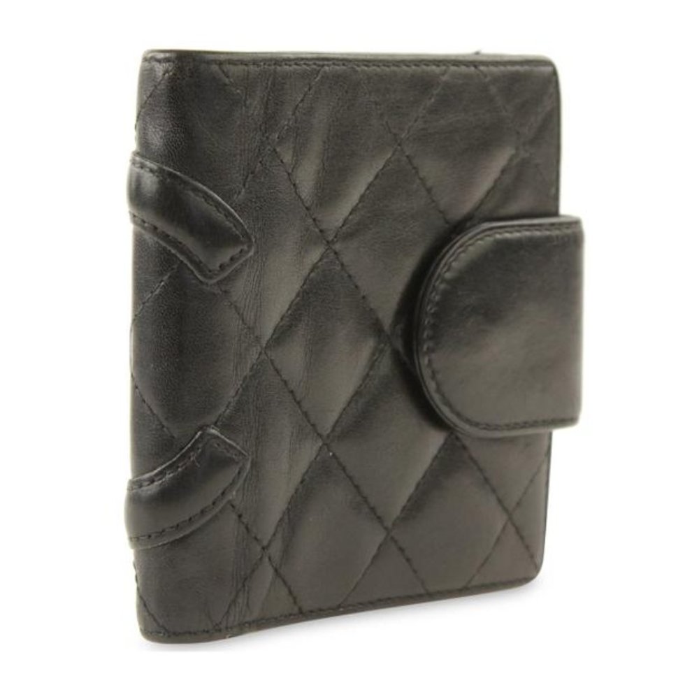 Chanel Black Cambon Linge Compact Bifold Wallet